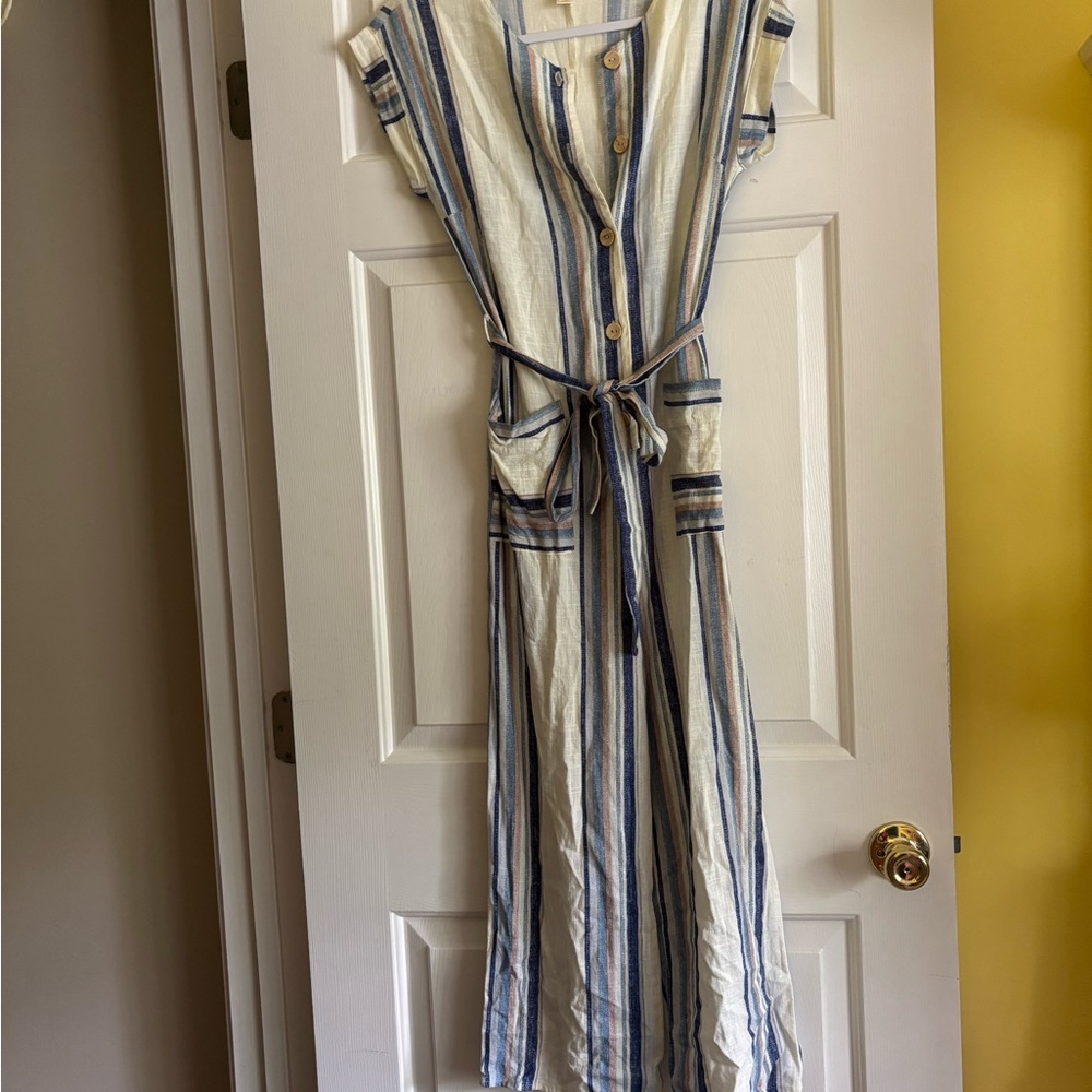 Monteau Blue and White Sleeveless Sundress